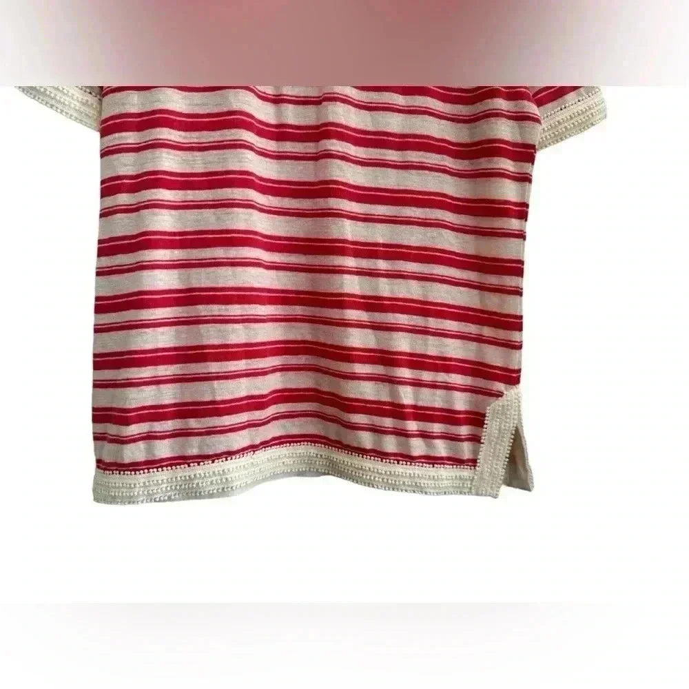 Tory Burch Stripe Linen Luxury Top, Cream Orange Stripe, M GUC